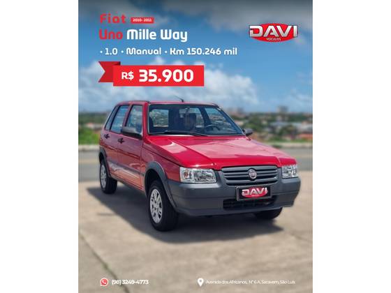 FIAT UNO 1.0 MPI MILLE WAY ECONOMY 8V FLEX 4P MANUAL